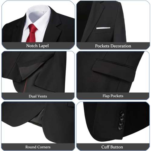 Conjunto de terno masculino slim fit, 2 peças, blazer de dois botões, colete e calça de smoking para