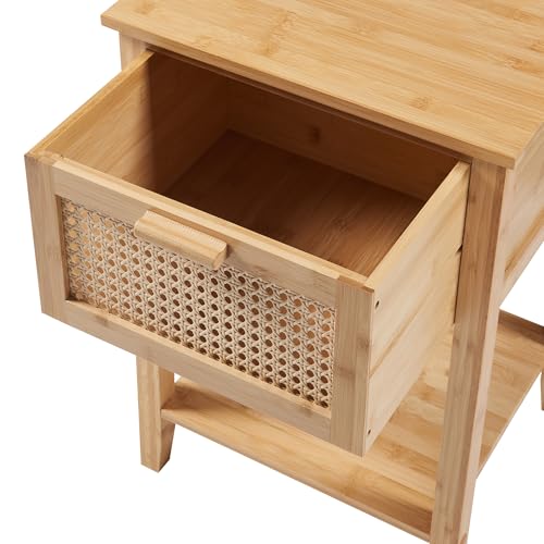 Espace de rangement bambou pour table de chevet aspect rotin - 8