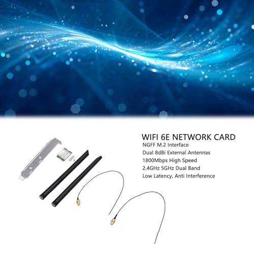 XUMIUZIY Tarjeta WiFi 6E MT7920 Chipset 1800Mbps Dual Band 2.4GHz 5GHz con 8dBi Antenas, para Portátiles Winos 10 11 Interfaz M.2 2230 A E miniatura 3