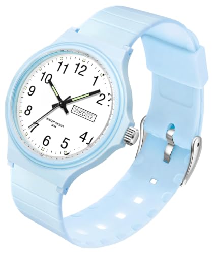 Image of findtime Women's Watch Analogue Sport Waterproof Easy to Read Watches with Day Date Second Hand Simple Minimalist Casual Slim Thin Wrist Watch for Ladies Girls Teenager, Blue