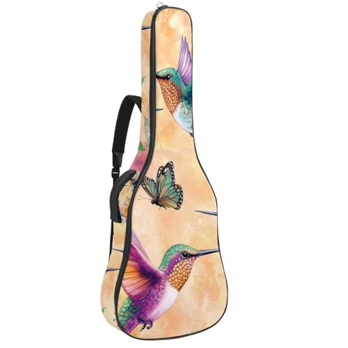 Housse guitare acoustique étanche motif colibri avec 2 poches