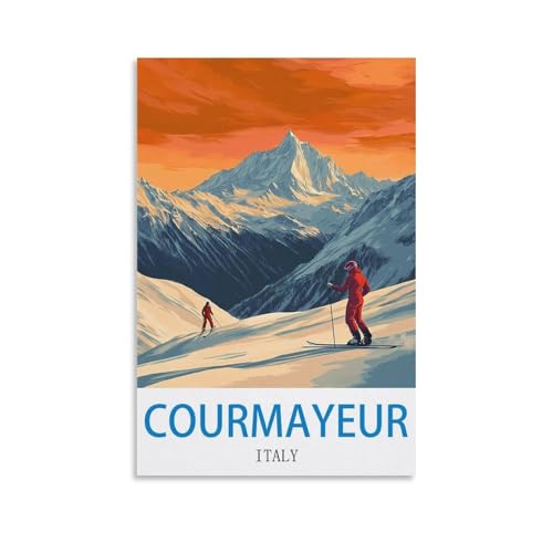 Affiche voyage Italie Courmayeur vintage en toile pour votre salon rétro