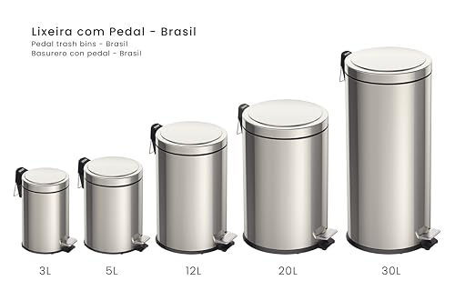Image of Tramontina 30L Stainless Steel Pedal, Waste, bin, Garbage, Trash, 295X295X655MM