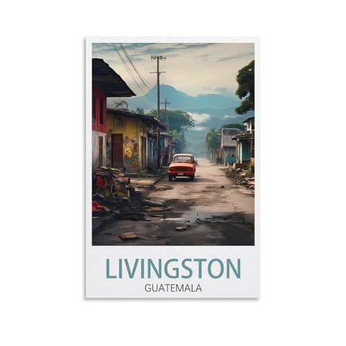 PuPLuM Affiches sur toile vintage Guatemala Livingston pour décoration d'intérieur, salon, 20 x 30 cm