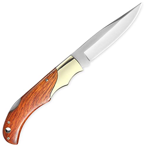 Miki Classic Gentleman Edition Pocket Knife Folding Knife For Edc, 440A Steel Super Blade, Brass Bolsters, Handcrafted Cocobolo Wood, Outdoor Camping Hiking Fishing, Everyday Carry Knife For Men Women #TOP4