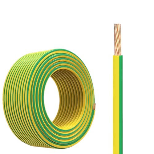 16/14/12/10 AWG Flexible Copper Grounding Wire, Yellow-Green Flame-Retardant PVC Insulated Electrical Wire for Home Wiring & Solar PV Systems(65ft,16AWG)