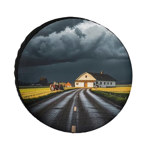 Rural Roads Spare Tire Cover, 30inch Oxford Wheel Protector Travel Accessories, Waterproof Dustproof Wheel Tire Covers for RV Jeep SUV Camper Truck