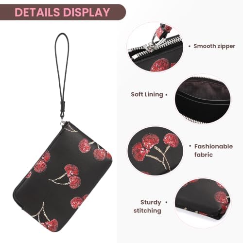 CATSEA Small Wristlet Purse Wristlet Wallet For Women Trendy Pu Leather Clutch Designer Evening Purse (black cherry) - 3