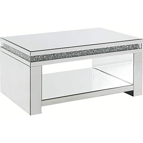 Acme Furniture Noralie Coffee Table, Mirrored & Faux Diamonds #TOP8
