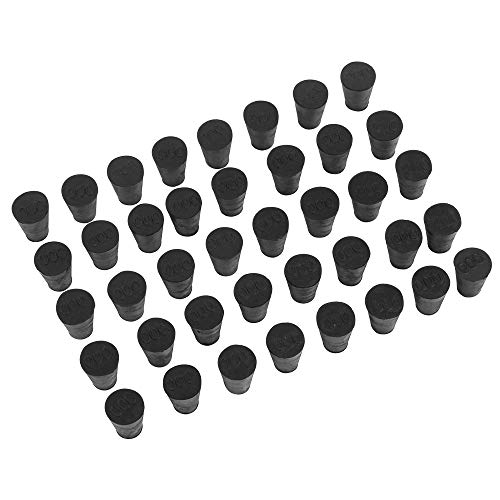 40 Pieces (Same Size) Very Small Solid Rubber Stoppers - Size #000-13Mm (0.51In) X 8Mm (0.31In) - 17Mm (0.66In) Long - Black Lab Plug #TOP1
