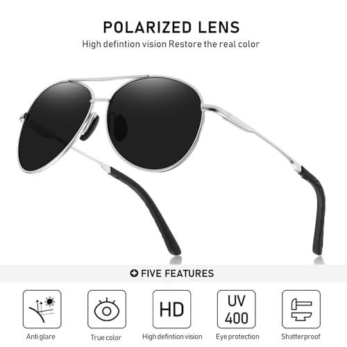 Image of Classic Aviator Sunglasses - Polarized Military Style for Men & Women, 100% UV Protection, Premium Quality