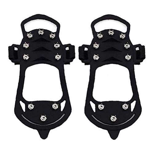 Crampones para botas de montaña, picos de zapatos Crampones para nieve y hielo Garras de zapatos antideslizantes con 10 dientes...