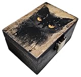 RK Collections Black Cat Trinket Box | Small Jewelry Keepsake Box | Pet And Paw Lovers Gift Idea For Animals (4 x2.75)