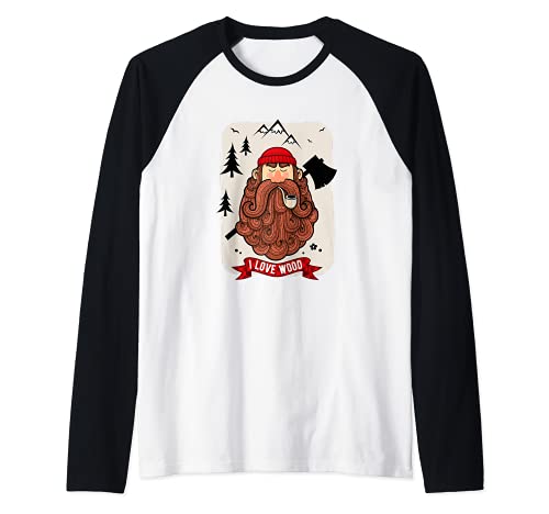 Lumberjack Carpenter Hipster Barba Carpintería Artesanía Regalo para Papá Camiseta Manga Raglan