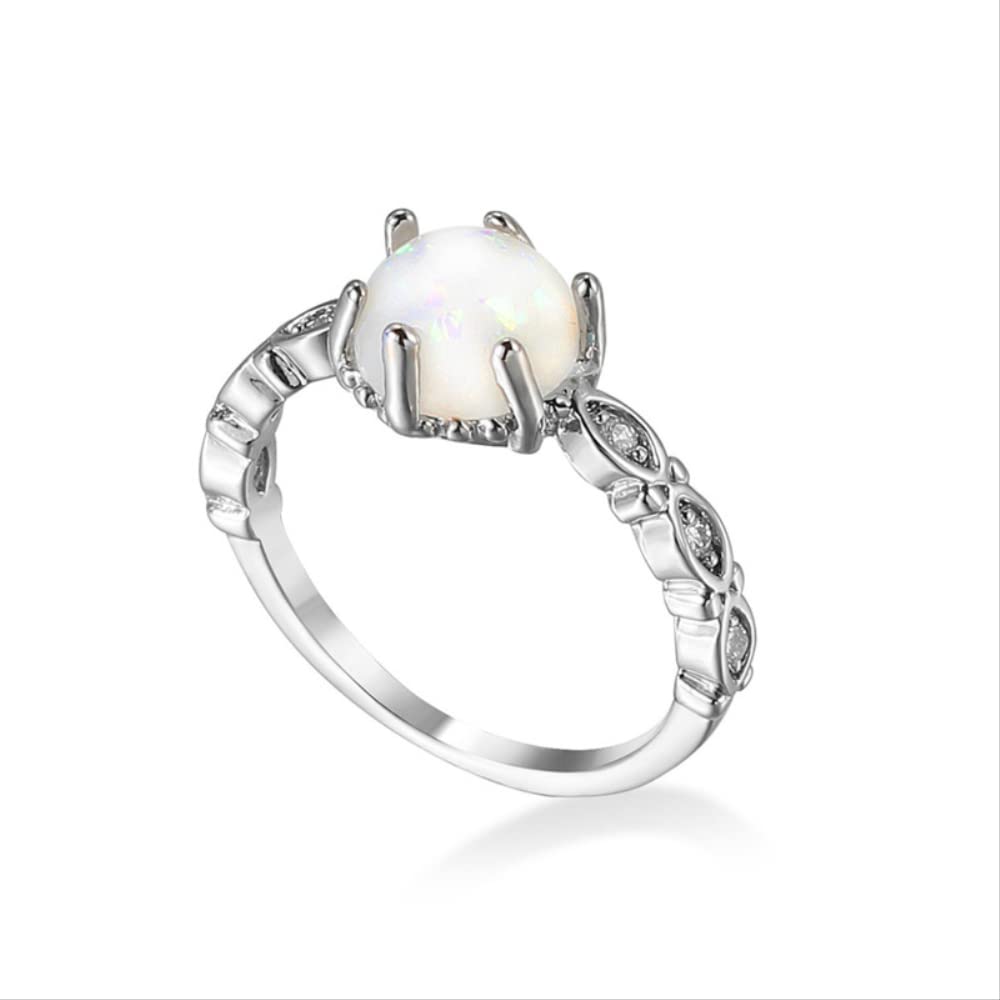 Riches bijoux opale blanche bague argent 925 pour soirée et mariage - 5