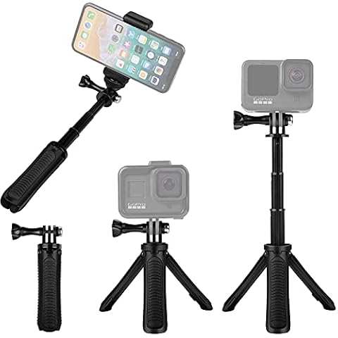 Taisioner Mini Selfie Stick Tripod Kit Two in One Compatible with GoPro AKASO Insta360 DJI Osmo Action Camera and Smart Phone Accessories Kid Adult Available Cover