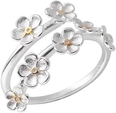 Kokoma Sterling Silver Plum Blossom Wrap Ring for Women Flower Statement Ring Adjustable Open Finger Band Promise Engagement Rings