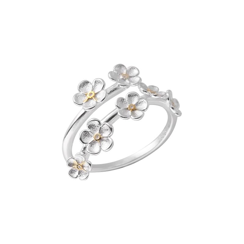 Kokoma Sterling Silver Plum Blossom Wrap Ring for Women Flower Statement Ring Adjustable Open Finger Band Promise Engagement Rings