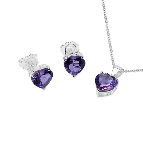 Preisvergleich Produktbild Silvancé - Damenschmuck Schmuckset - 925 Silber, rhodiniert - echter Edelstein: Amethyst E1626-P2759A