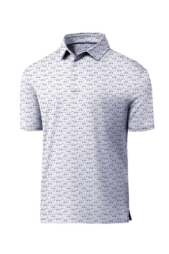 Mens Polo Shirts Short Sleeve Printed Quick‑Dry Golf Tops