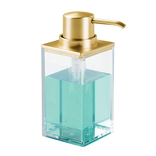 iDesign Gold InterDesign Clarity Soap Dispenser Pump for Kitchen, Bathroom Vanities-Clear/Brushed, 9.75-Inch by 5.75-Inch by 1-Inch