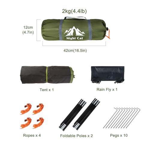 Night Cat Camping Tent for 1 2 Person Man Waterproof Backpacking Tents Easy Setup Lightweight for Hiking Backyard - Image 2