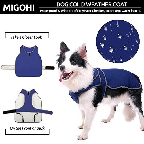Migohi Reflective Waterproof Windproof Dog Coat Cold Weather Warm Dog Jacket Reversible Stormguard Winter Dog Vest For Small Medium Large Dogs (Navy, M) #TOP3