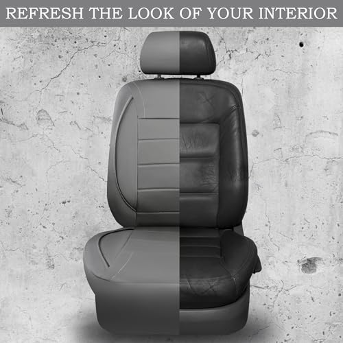 Image of CAR PASS Piping Faux Leather Car Seat Cover Full Set,Grey Breathable Leather Seat Covers for Cars, Airbag Compatible,Universal Fit for SUVs,Van,Sedans,Small Trucks (Full Set, All Gray)