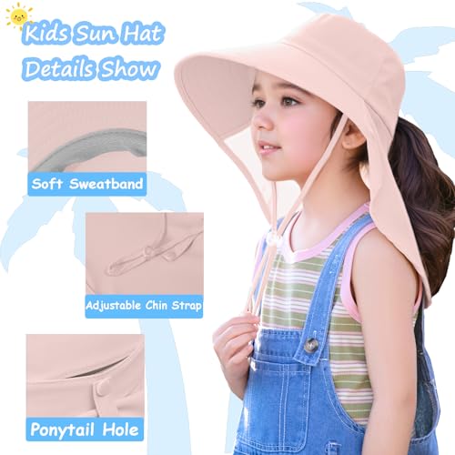 ZOORON Kids Sun Hat UPF 50+ Sun Protection Fishing Hat Toddler Wide Brim Summer Beach Hats with Neck Flap for Girl Boy3
