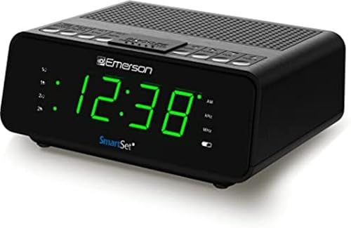 Emerson SmartSet Alarm Clock Radio with AM/FM Radio, Dimmer, Sleep Timer and .9" LED Display, CKS1900 (Black)