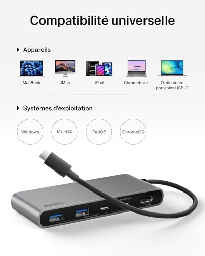 Belkin Connect Hub USB C avec 1 x HDMI 2 x USB C 2 x USB A 1 x carte SD 1 x carte microSD - vue 10