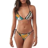 Novelty Boho Abstract Flowers Bikini Sets for Women, Cute Two Piece Thong Bikini Swimsuit for Beach Seaside and Pool,X-Large -  Gjgdbxdw