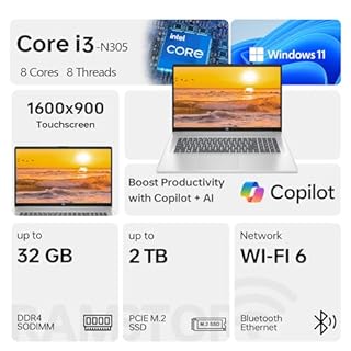 HP 17 Business Laptop, 17.3" HD+ Touchscreen, 8-Cores Intel Core i3-N305 Processor, 8GB Memory, 128GB eMMC, Copilot AI, Webcam, Wi-Fi 6, Windows 11, Silver