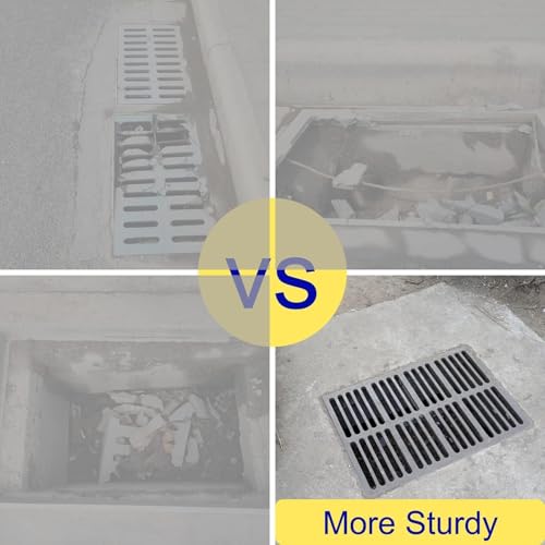 Image of Cast Iron Drain Grate, Driveway Channel Cover 17x8 in