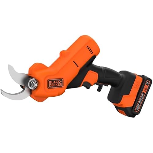 BLACK+DECKER 20V MAX* Cordless Pruner Electric Pruning Shears, Battery and Charger Included, 900 Cuts Per Charge, Electric Pruner, Tool Free Blade Change (BCPR320C1)