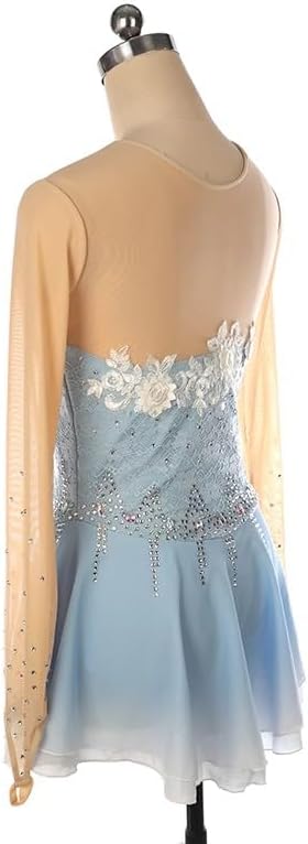 Girl Lace Figure Skating Dress Lady Ice Skating Dresses Professional Skating Performance Skirt Handmade Applique