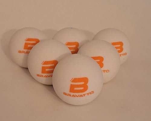 Bravatto Professional Foosball Balls: Tournament Quality - Just Like The Pros Use, Official Regulation Size - Set of 6 Urethane Foosballs (White Ball/Orange Logo)