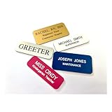 Custom Engraved Name Badge with Pin, Clip, or Magnetic Back, 3 Sizes, 14 Colors, 3 Fonts, Up to 3 Lines of Engraving, (Black/White, 1' x 3')