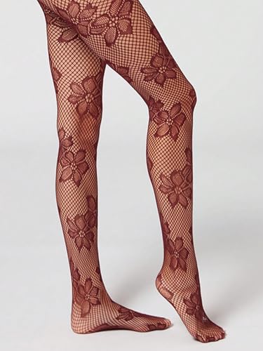 Milumia Women's Floral Patterned Lace See Through Pantyhose Stockings Hollow Tights2
