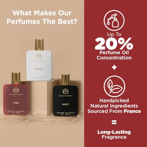 Image of The Man Company Fire, Night and Blanc Perfume for Man - 50ml, Set of 3 (2 EDP + 1 EDT) Fragrances | Premium Luxury Long-Lasting Fragrance | Gift for Him | Perfume gift for friend | Valentine Gift Set For Man