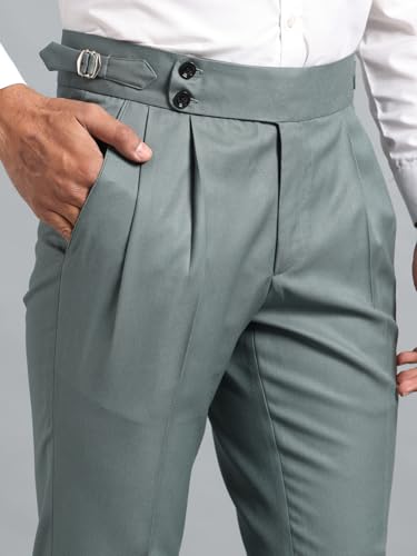 Image of Gurkha Pants for Men | Trouser for Men | Formal Pant | Double Button | Regular Fit Trouser High Waist Pleated Casual Trousers | Straight Leg Pants for Office Smart Casual Travel Party