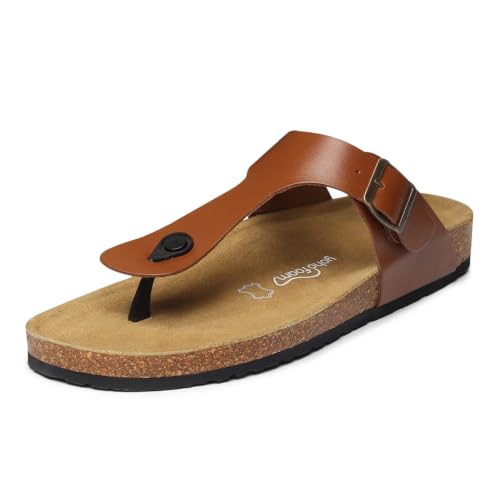 Image of YOHO Sandals for Men | Leather Thong Sandals with Cork Footbed for Daily Wear- SDL