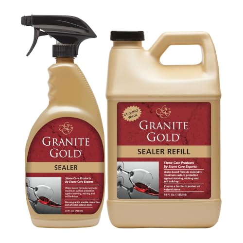 Image of Granite Gold Granite Sealer for Natural Stone, 24 oz Spray & 64 oz Refill