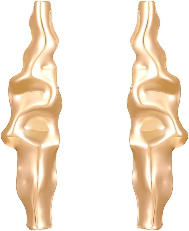 Statement Gold Hammered Irregular Dangle Drop Earrings for Women, Unique Long Silver Liquid Metal Dangling Earring Trendy Y2K Prom Party Jewelry Gifts - Image 7