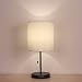 HAITRAL Table Lamp - Modern Bedside Desk Lamp with Pull Chain Fabric Lamp Shade Nightstand Lamp for Bedroom, Office, College Dorm