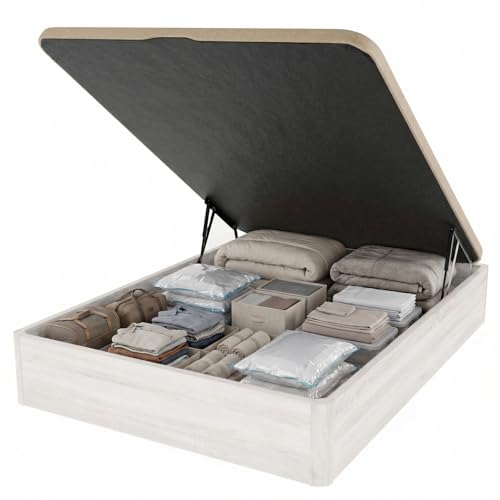 DUÉRMETE ONLINE - Canapé Abatible 135x190 cm Polar, Gran Capacidad, Estructura Súper Reforzada, Tapa Transpirable 3D, Incluye Subida a Domicilio