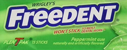 FREEDENT Peppermint Chewing Gum, 15 pieces (12 Pack)