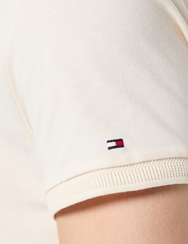 Tommy Hilfiger Herren Poloshirt Kurzarm Boucle Embro Regular Fit, Weiß (Calico), M – Ansicht 4