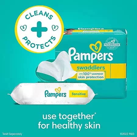 Image of Pampers Baby Wipes Sensitive 18 count Pop-Top Packs, 1008 Wipes Total