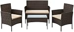 SONGMICS Patio Furniture Set, Outdoor PE Rattan Conversation Sets, Outdoor Table and 2 Chairs, Loveseat, Patio Garden Furniture, for Balcony Deck, Brown and Beige UGGF004KZ02 | Outdoor Table and 2 Chairs, Loveseat, Patio Garden Furniture, for Balcony